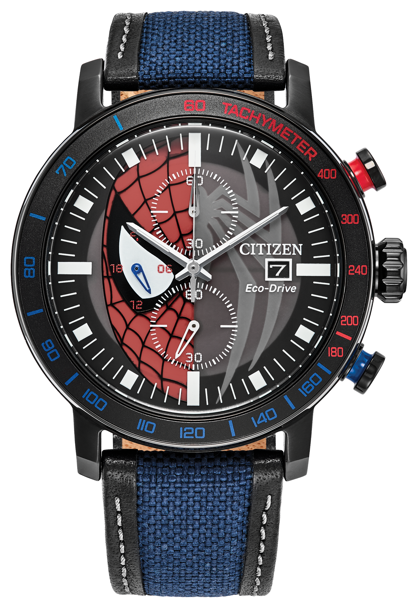 Spider-Man Double Vision Multiple Dial Nylon & Leather Strap